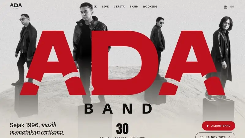 Demo-Website für die ADA Band, Pop-Rock-Band aus Jakarta